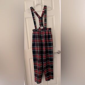 Vintage 90’s A.Beyer Tartan plaid wool blend overalls jumpsuit size 11 Holiday